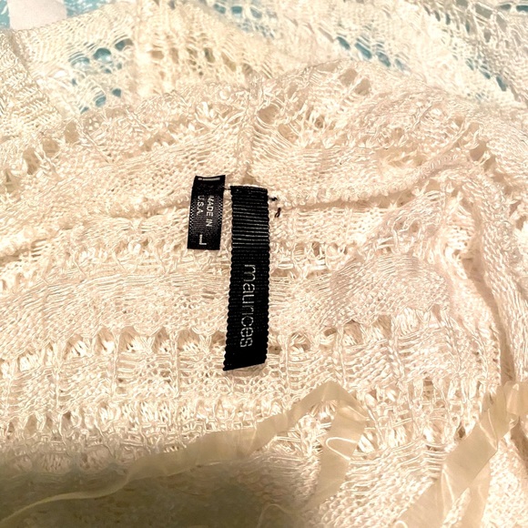 Short Crochet Knit Cardigan w/ Hoodie - Picture 3 of 4